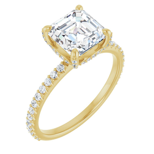 Asscher Accented Engagement Ring