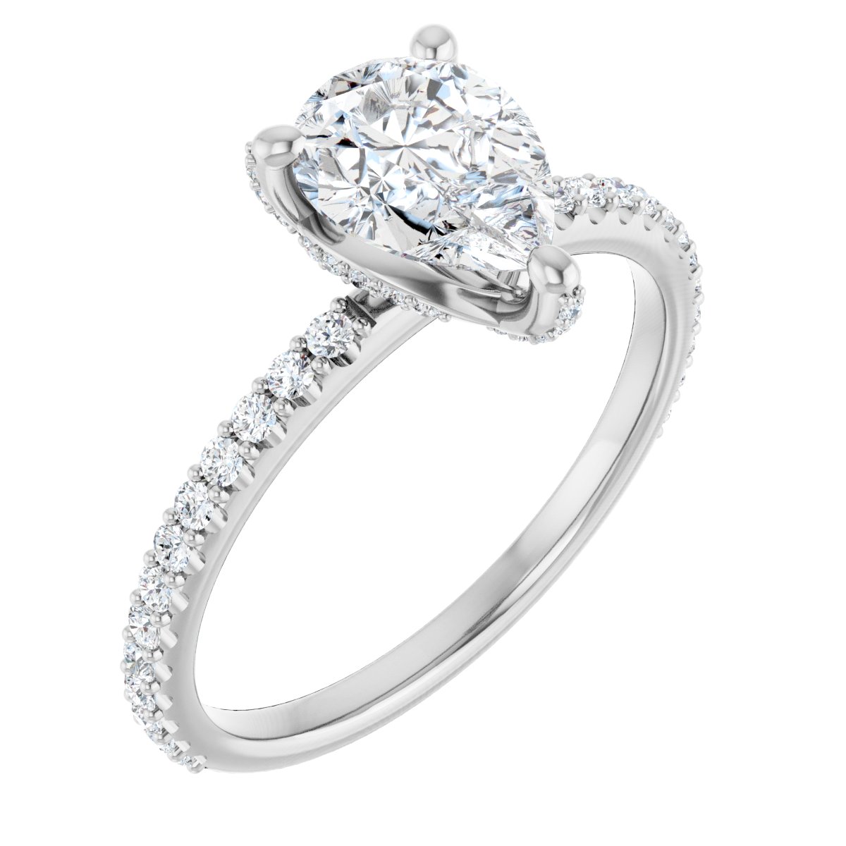 Pear Accented Engagement Ring