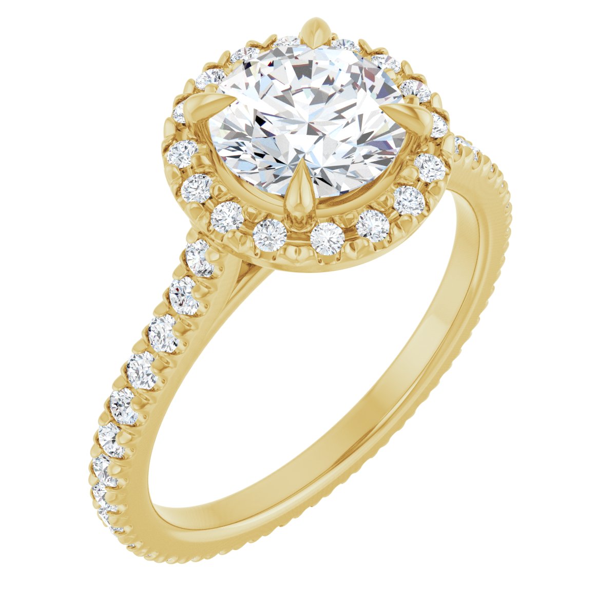 Round Brilliant Halo-Style Eternity Engagement Ring