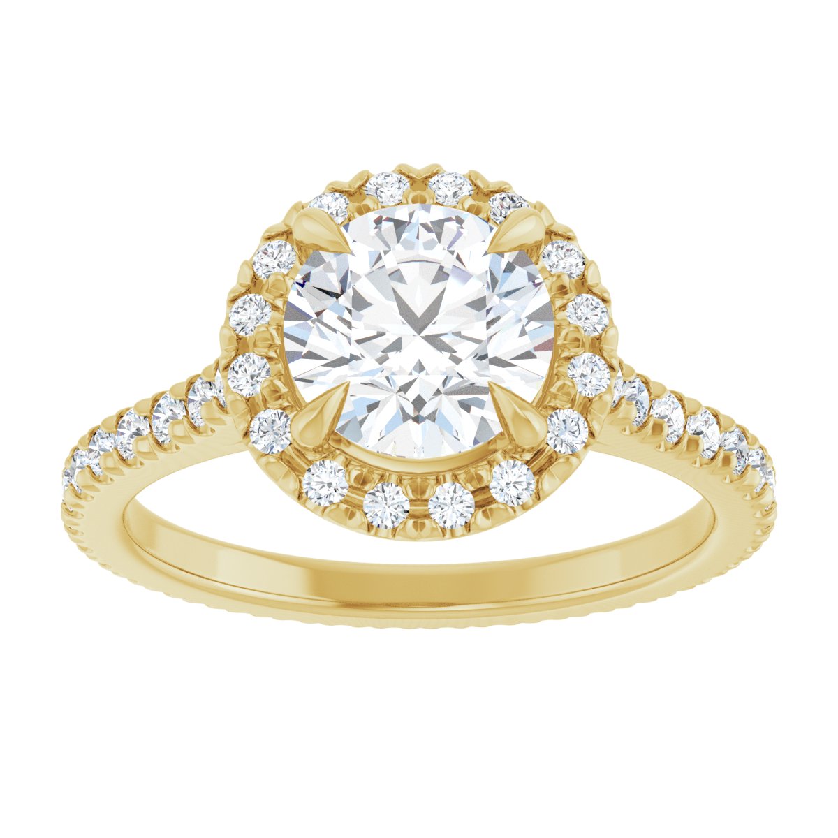 Round Brilliant Halo-Style Eternity Engagement Ring