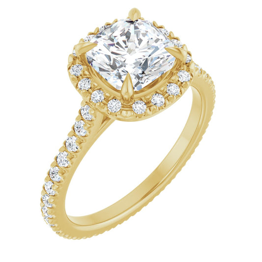 Cushion Halo-Style Eternity Engagement Ring