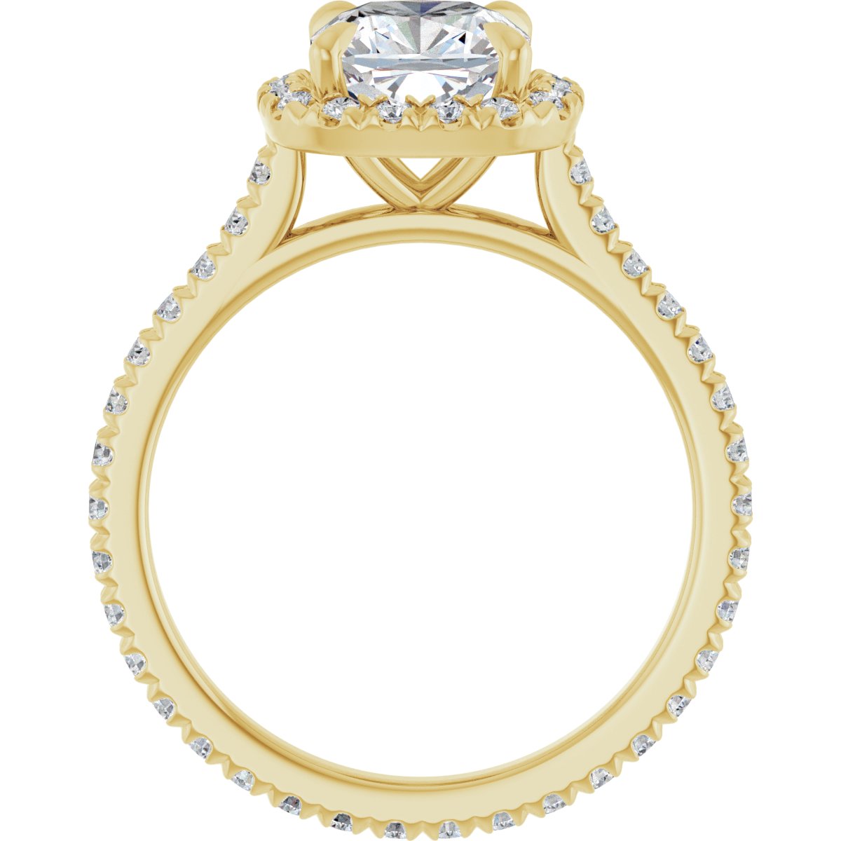 Cushion Halo-Style Eternity Engagement Ring