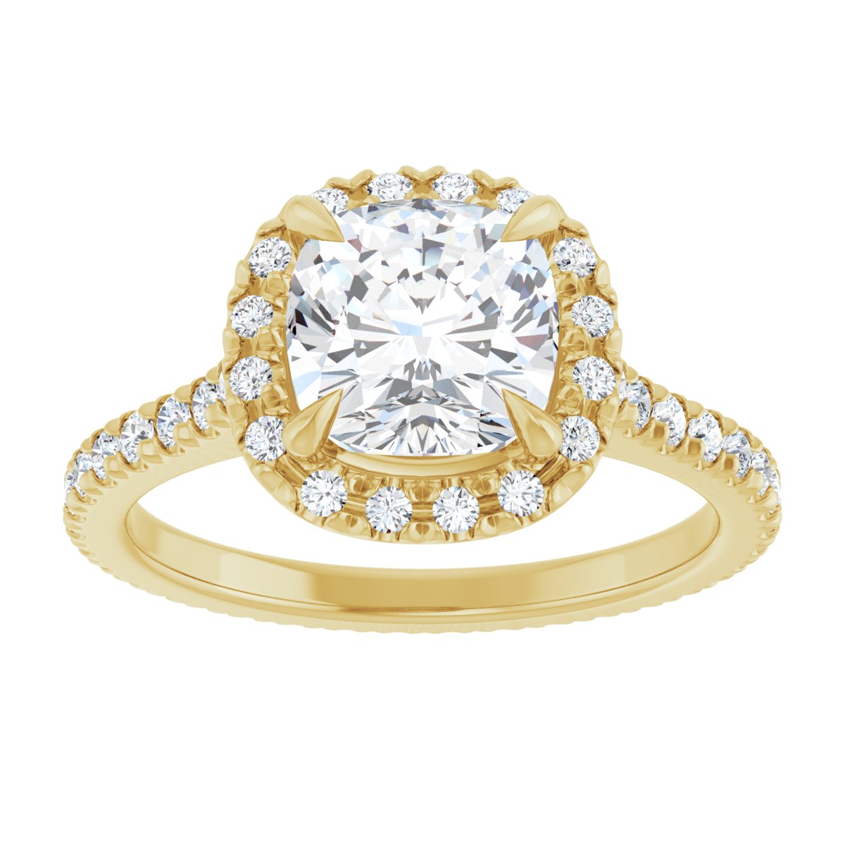 Cushion Halo-Style Eternity Engagement Ring