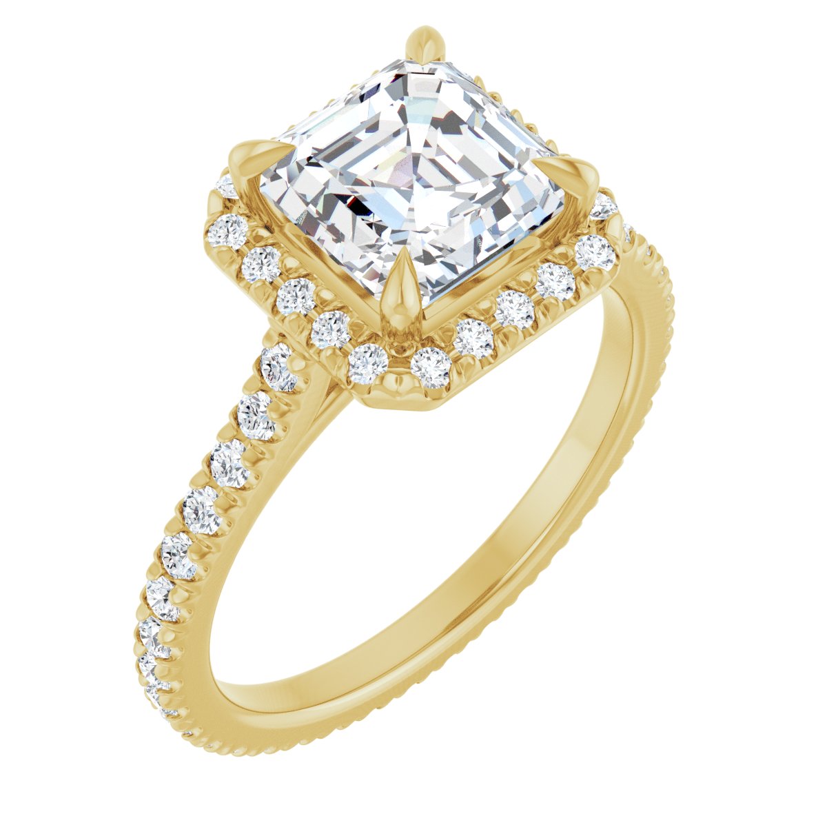 Asscher Halo-Style Eternity Engagement Ring