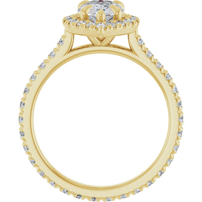 Pear Halo-Style Eternity Engagement Ring