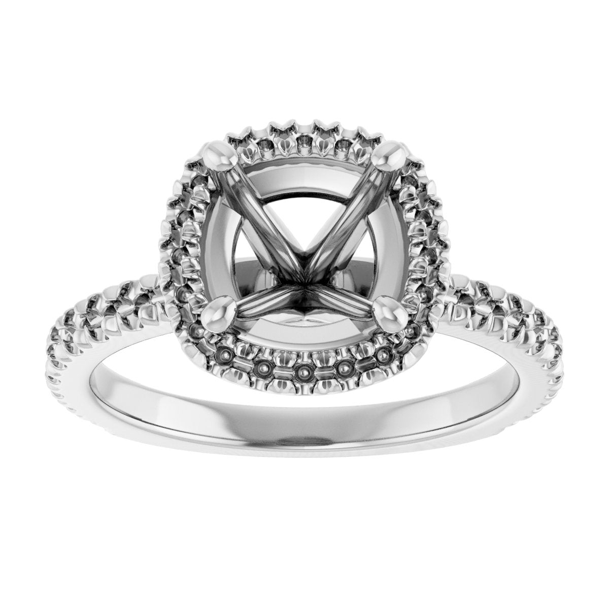 Cushion Halo-Style Engagement Ring