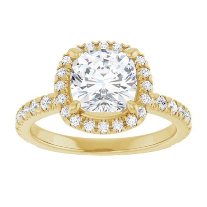 Cushion Halo-Style Engagement Ring