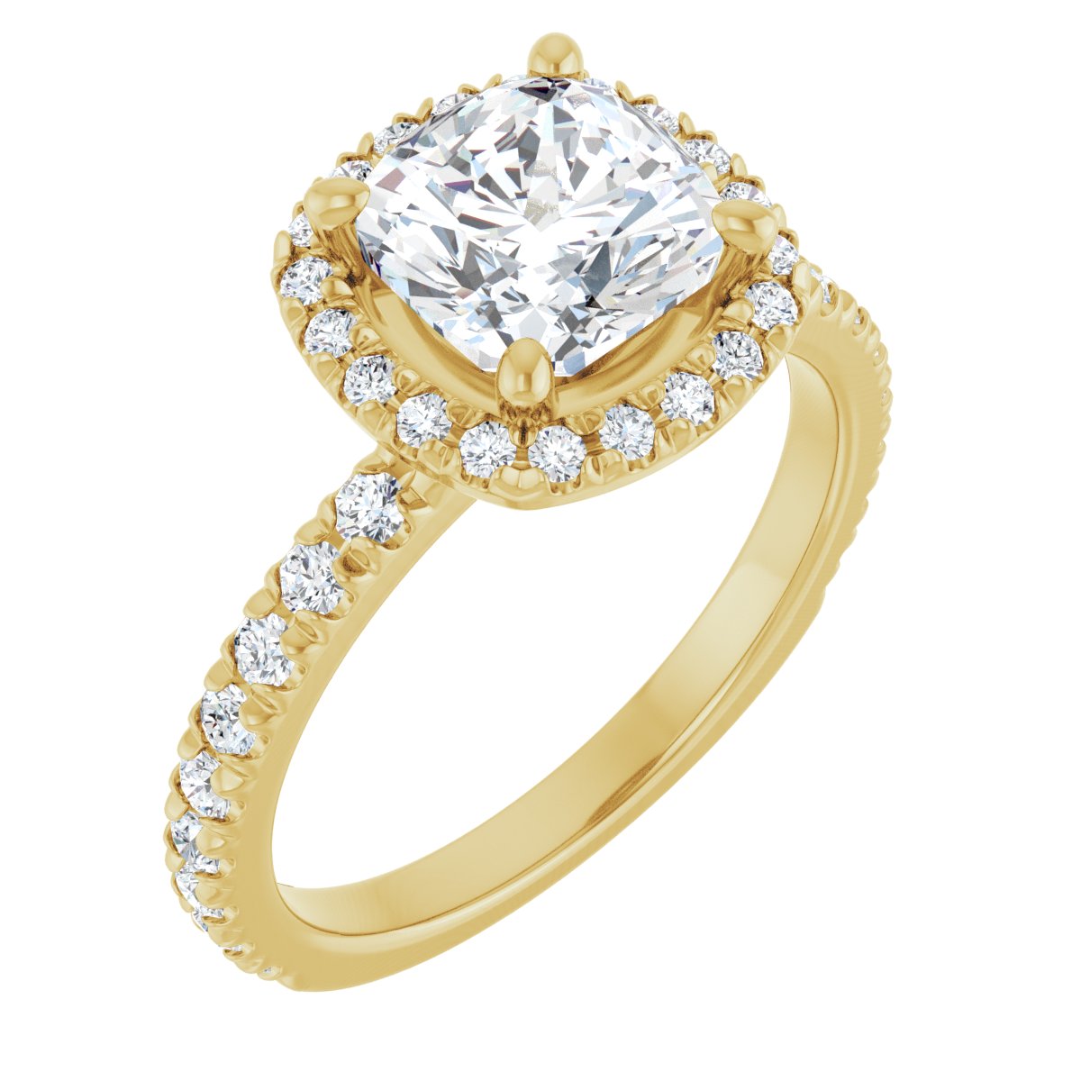 Cushion Halo-Style Engagement Ring