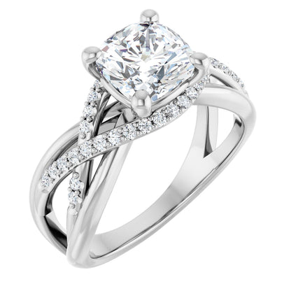 Cushion Accented Engagement Ring