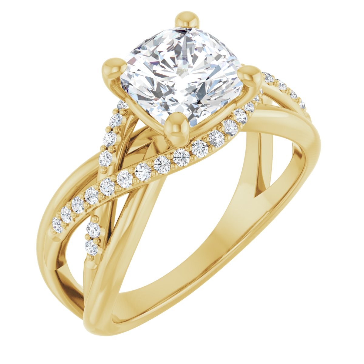 Cushion Accented Engagement Ring