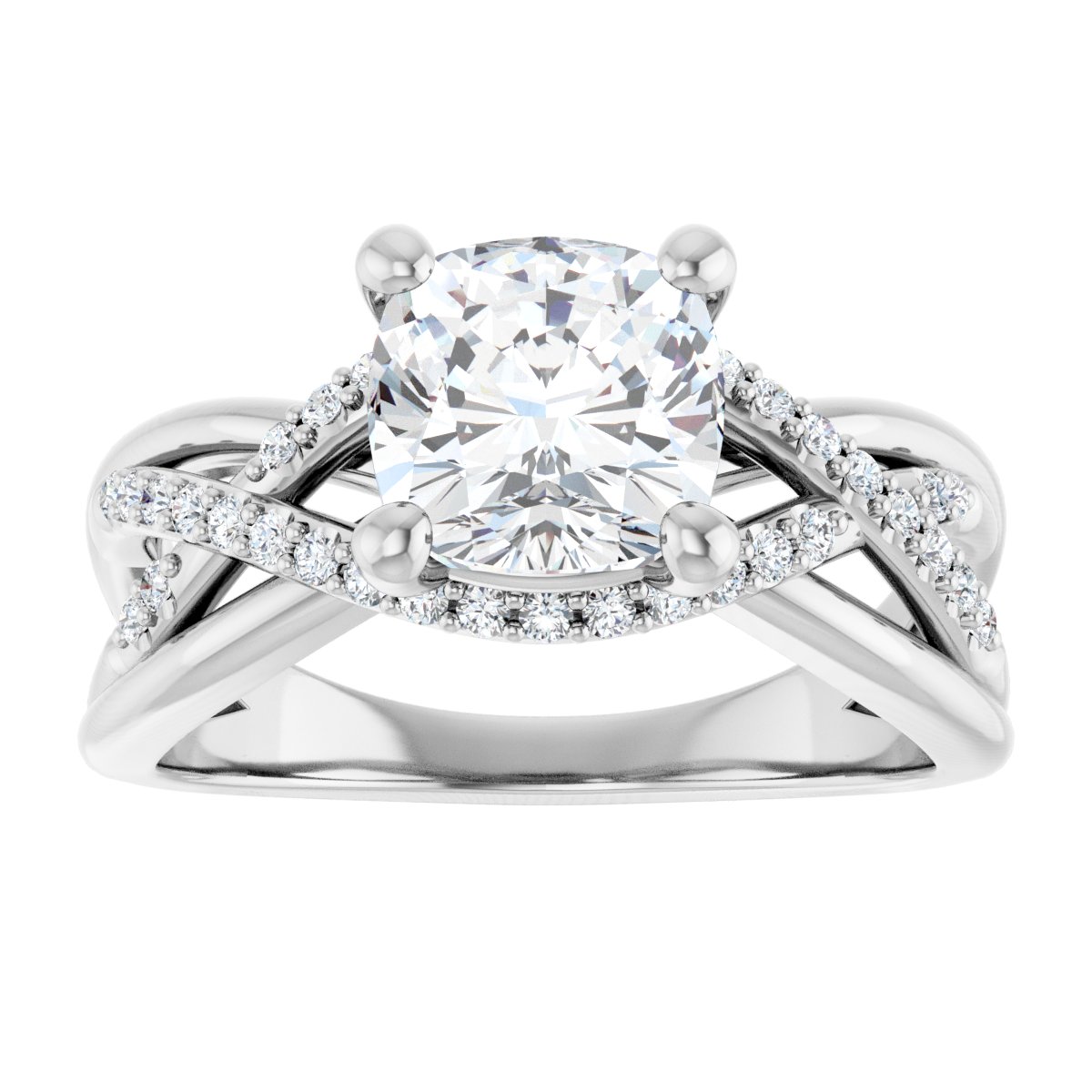 Cushion Accented Engagement Ring