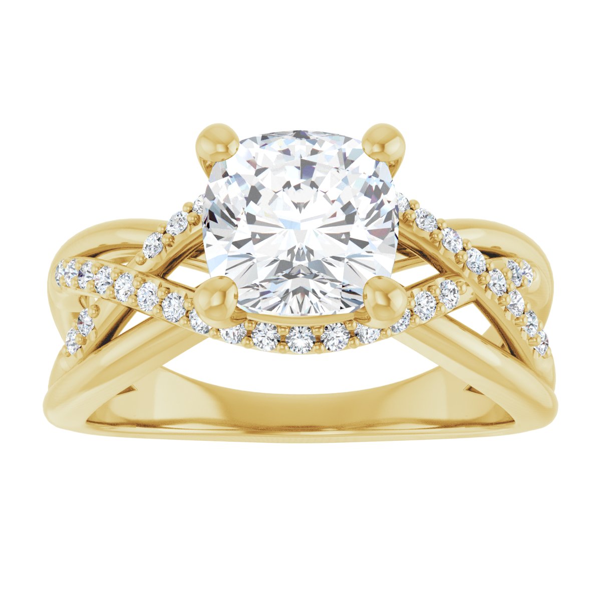 Cushion Accented Engagement Ring