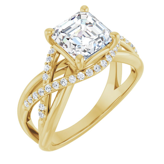 Asscher Accented Engagement Ring