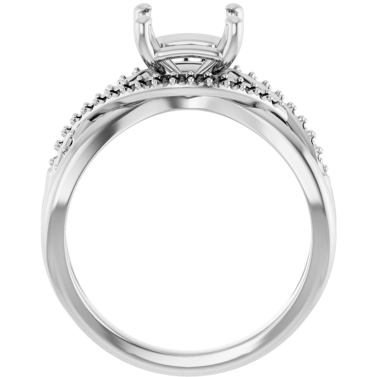 Asscher Accented Engagement Ring