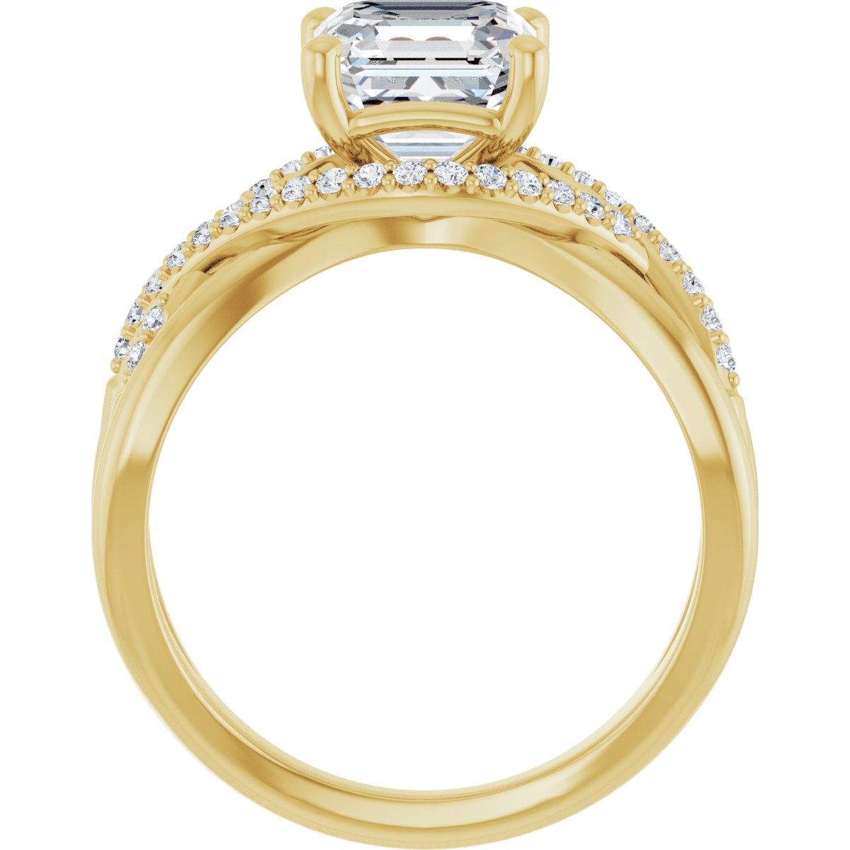 Asscher Accented Engagement Ring