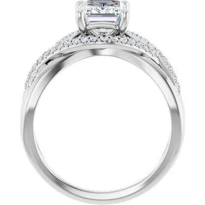 Radiant / Emerald Accented Engagement Ring