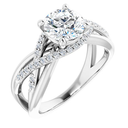 Round Brilliant Accented Engagement Ring