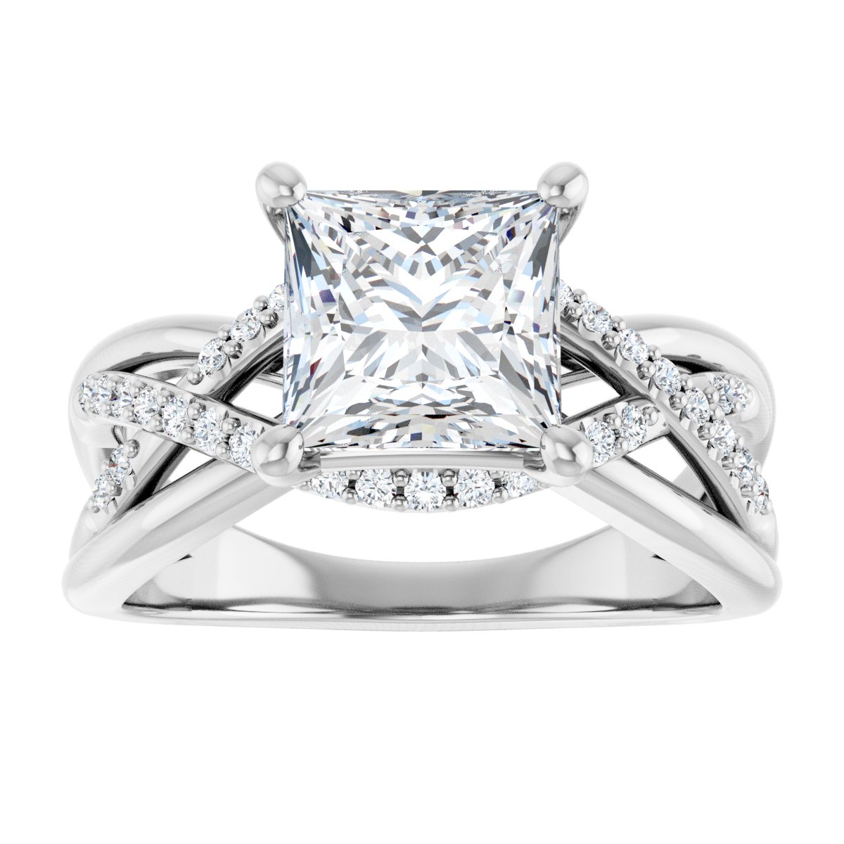 Princess Accented Engagement Ring