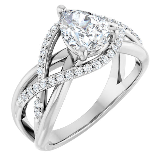 Pear Accented Engagement Ring