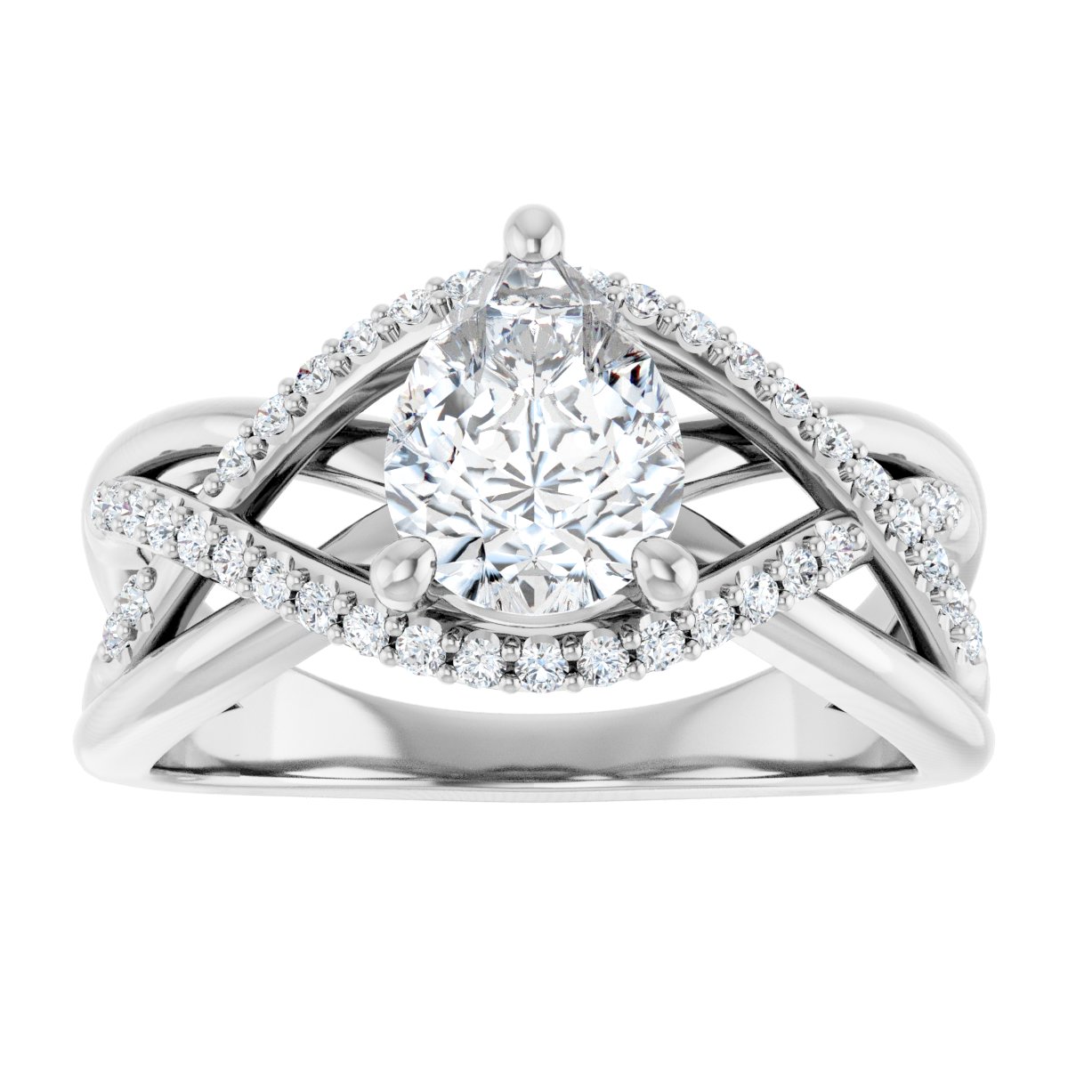 Pear Accented Engagement Ring