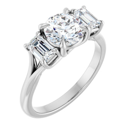 Round Brilliant Three-Stone Engagement Ring