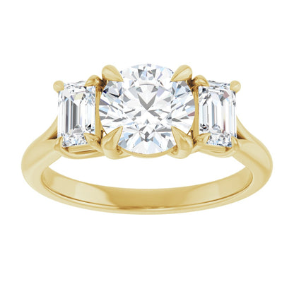 Round Brilliant Three-Stone Engagement Ring