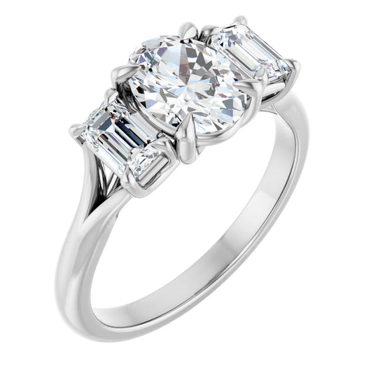 Oval Three-Stone Engagement Ring