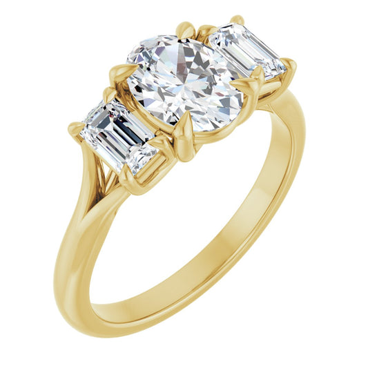 Oval Three-Stone Engagement Ring