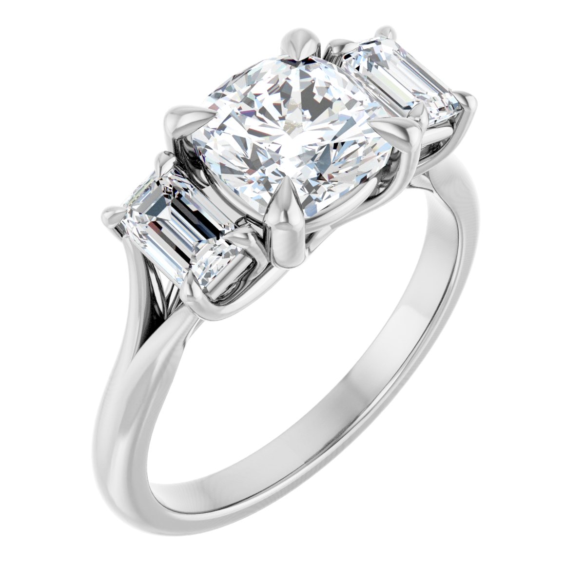 Cushion Three-Stone Engagement Ring