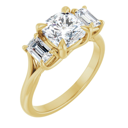 Cushion Three-Stone Engagement Ring