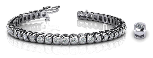 Half Bezel Cushion Diamond Tennis Bracelet