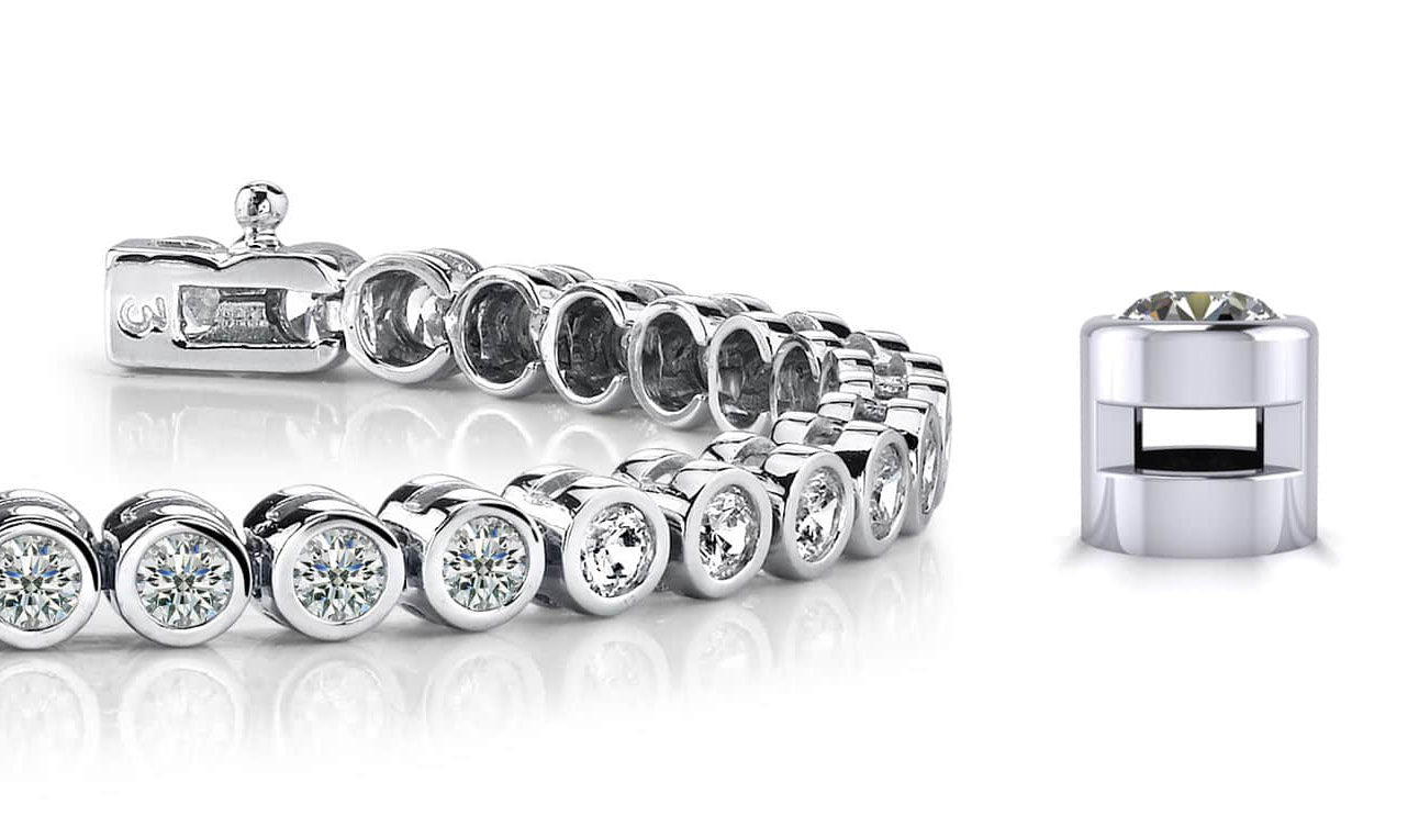 Classic Round Bezel Set Diamond Tennis Bracelet