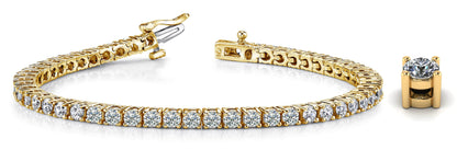 Four Prong Classic Yellow Gold Tennis Bracelet w/ 10.40 CTW Lab Diamonds