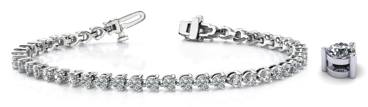 Timeless Three Prong White Gold Tennis Bracelet w/ 1.95 CTW Lab Diamonds