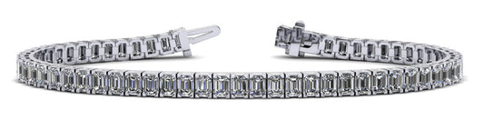 Sparkling Emerald Cut Diamond White Gold Bracelet w/ 10.24 CTW Lab Diamonds