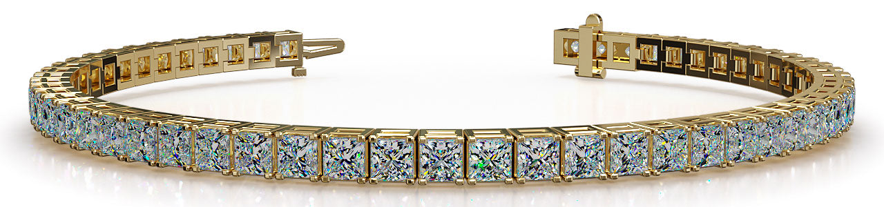 Princess Cut Dreams Yellow Gold Bracelet w/ 4.05 CTW Lab Diamonds