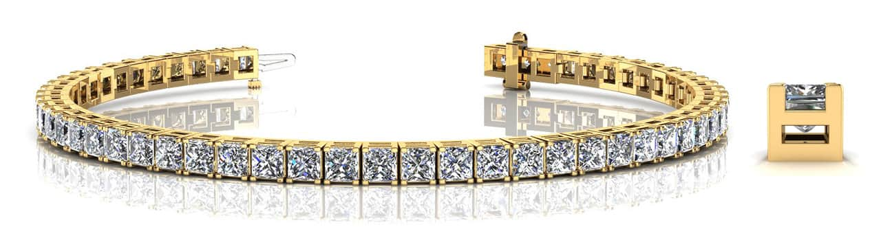 Princess Cut Dreams Yellow Gold Bracelet w/ 4.05 CTW Lab Diamonds