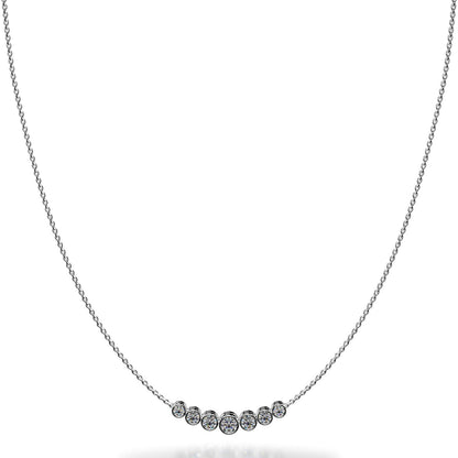 Brilliant Bezel Set Diamond Tennis Necklace With Chain