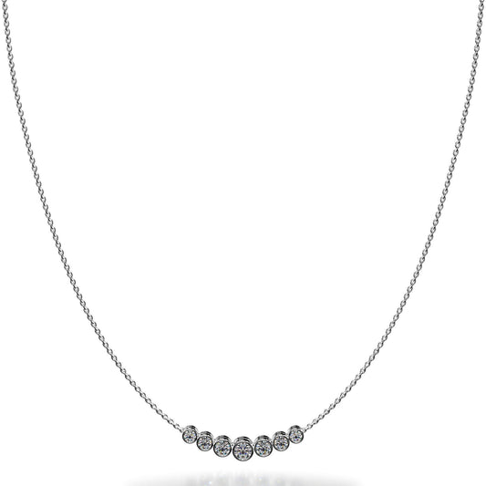 Brilliant Bezel Set Diamond Tennis Necklace With Chain