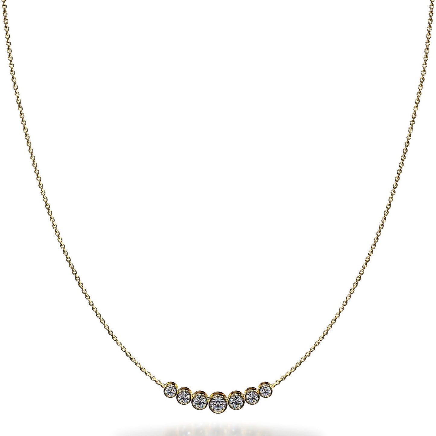 Brilliant Bezel Set Diamond Tennis Necklace With Chain