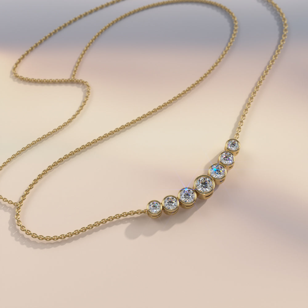 Brilliant Bezel Set Diamond Tennis Necklace With Chain