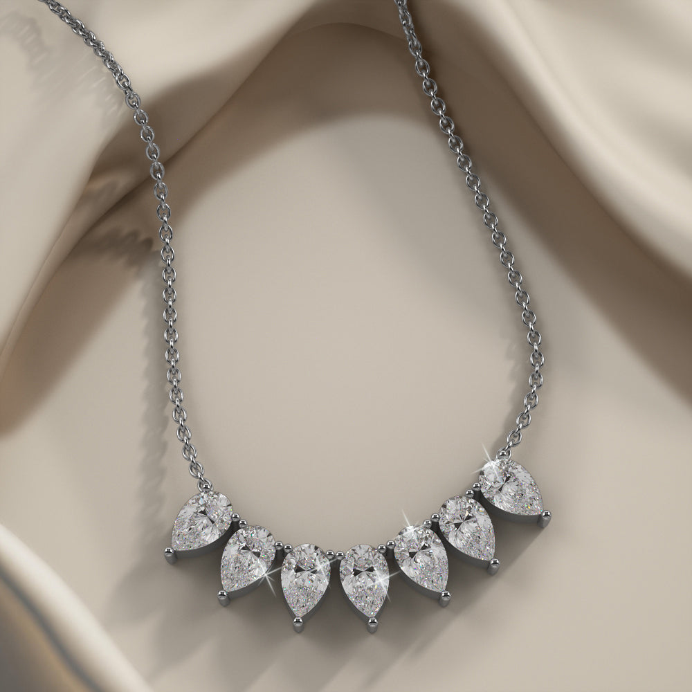 Seven Stone Pear Shape Diamond Necklace