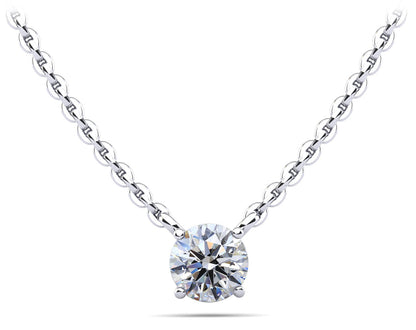 Round Brilliant Diamond Solitaire White Gold Pendant w/ 1.5 ct. Lab Diamond