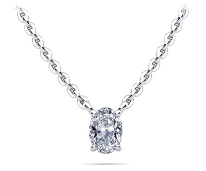 Oval Cut Vertical Diamond Solitaire Pendant