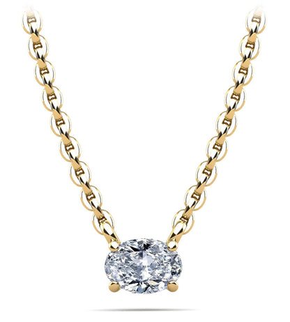 Oval Cut Horizontal Diamond Solitaire Pendant